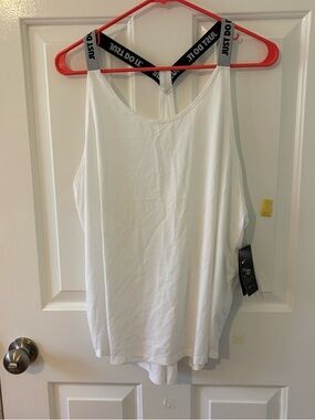 Nike White Women’s Tank with Black Branded Straps